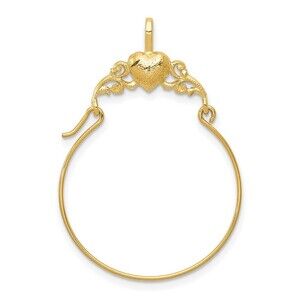 Million Charms 10k Yellow Gold Polished Heart Charm Holder Genuine Gold